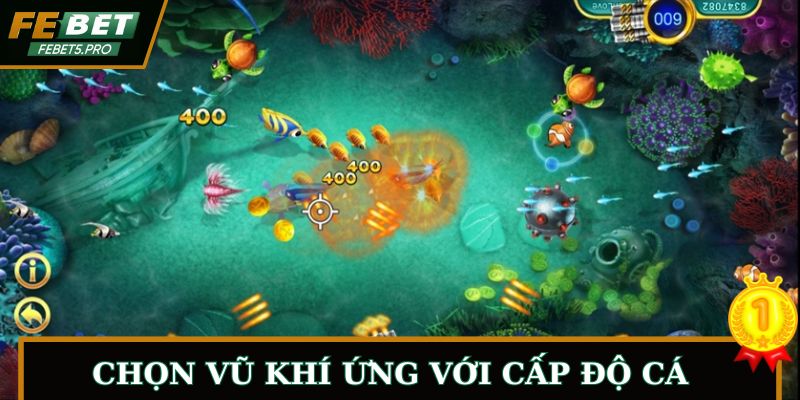 Chọn vũ khí ứng với cấp độ cá để nhanh chóng hạ gục
