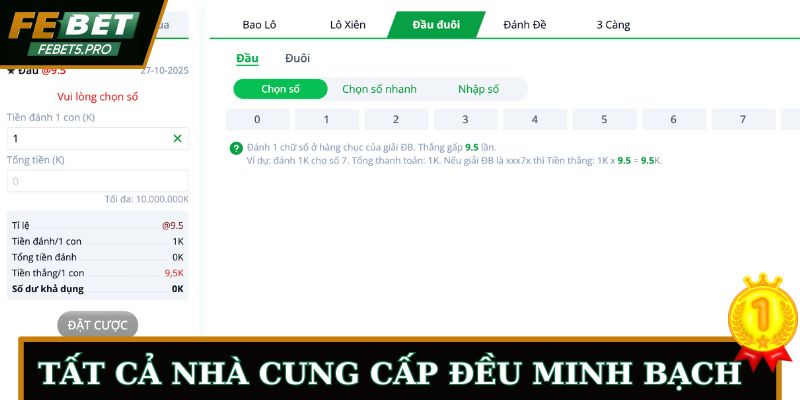 Tất cả nhà cung cấp đều cam kết tính minh bạch tuyệt đối